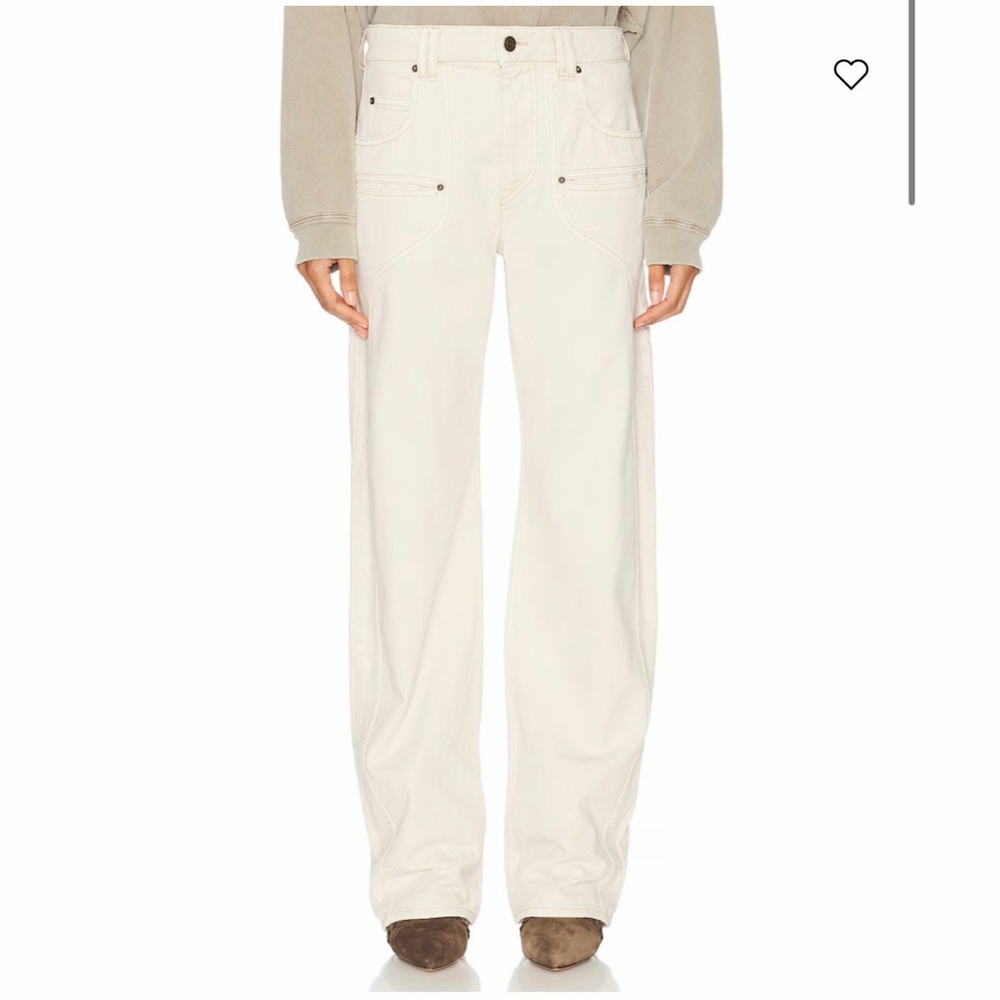 NWT ISABEL MARANT Beryl Straight Leg Jeans in Ecru - Picture 5 of 12